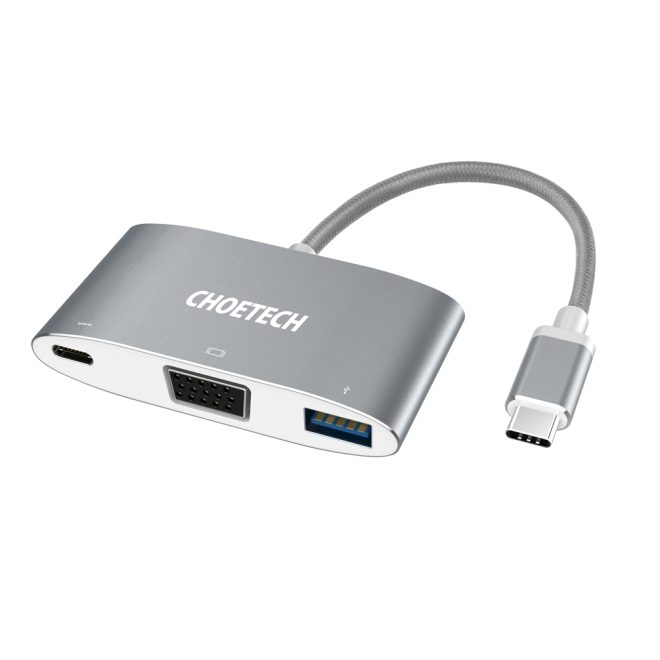 CHOETECH HUB-V02 USB-C to VGA & USB Multiport Adapter