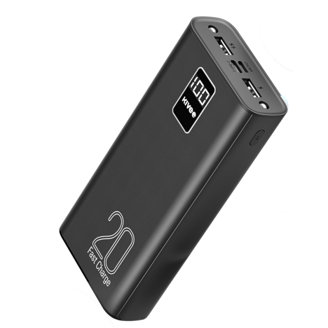 KIVEE PT23 20000mAh Power Bank with Digital Display Black