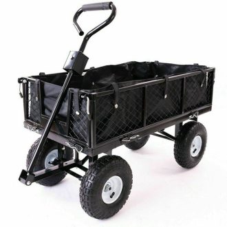 Garden Dump Rolling Mesh Cart with Heavy Duty Steel Frame,10 Inch Pneumatic Tires Maximum Load Capacity of 300 Kg (Black)