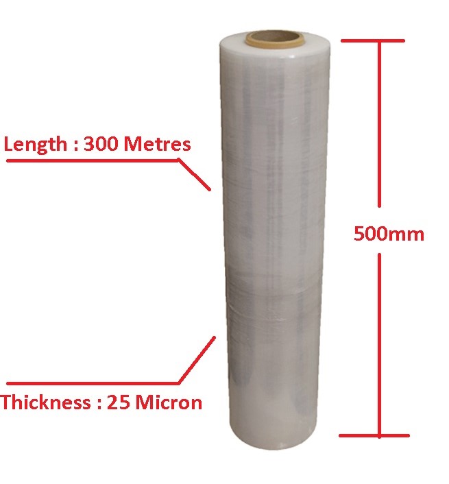 Moofer Premium Pallet Stretch Wrap 500mm x 300m x 25um (4 Packs) – Clear