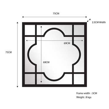 Window Style Mirror – Square 75cm x 75cm – Black