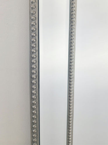 Beaded Framed Mirror – 190×100 cm, Silver