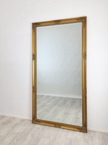 French Provincial Ornate Mirror – 100×190 cm, Gold