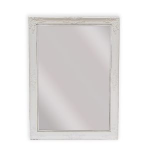 French Provincial Ornate Mirror – 80×110 cm, White