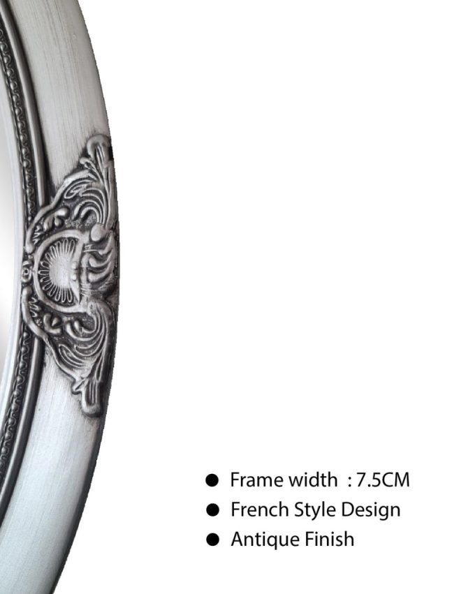 French Provincial Ornate Round Mirror – Silver