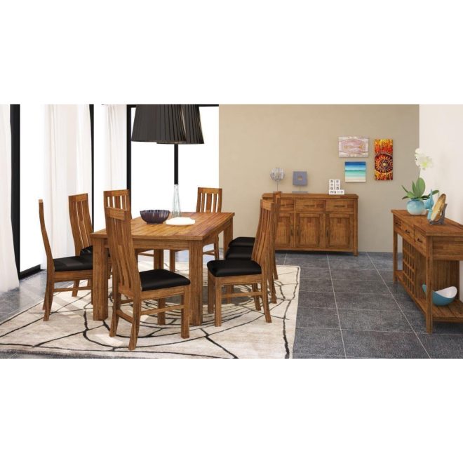 Birdsville Buffet Table 161cm 4 Door 3 Drawer Solid Mt Ash Timber Wood – Brown