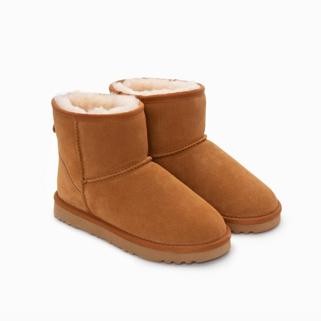 Ugg Boots Genuine Australian Sheepskin Unisex Mini Classic Suede (Chestnut) – Euro 36