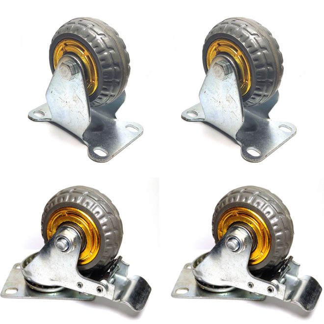 4x Heavy Duty Industrial Swivel Brake Caster Wheel Wheels Castor 500KG Trolley – 3inch