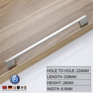 Brushed Nickel Kitchen Door Cabinet Drawer Handle Pulls – 224mm