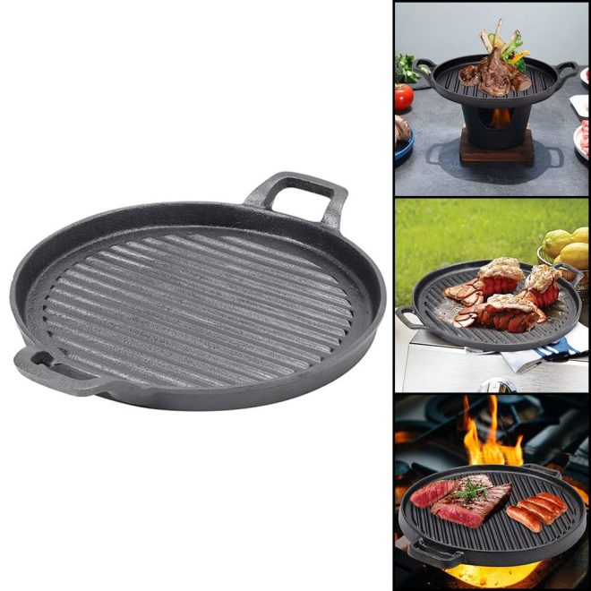 30cm Round Cast Iron Griddle Plate, BBQ Pan Cooking Griddle Grill for StoveF, Oven