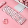 Pink Gaming Mechanical Keyboard Green Switches, White Backlight, USB Wired Laptop Desktop Computer