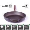 Pre-Seasoned 29cm Cast Iron Fry Pan Cookware Heat-Resistant Wooden Handle