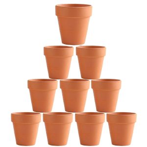 Flower Pot Pots Clay Ceramic Plant Drain Hole Succulent Cactus Nursery Planter – 10×5 cm