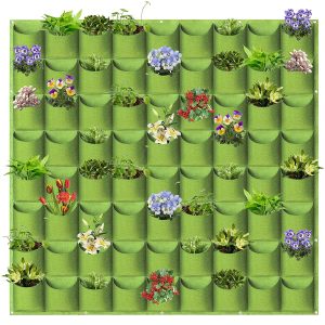 Wall Hanging Planter Planting Grow Bag Vertical Garden Vegetable Flower – Green, 72 Pockets