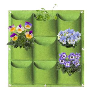 Wall Hanging Planter Planting Grow Bag Vertical Garden Vegetable Flower – Green, 9 Pockets