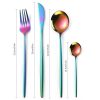 16-Piece Stainless Steel Rainbow Color Set, Knife Fork Spoon Flatware Set Cutlery Set