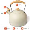 2.5 Liter Tea Whistling Kettle Stainless Steel Modern Whistling Tea Pot for Stovetop – Cream