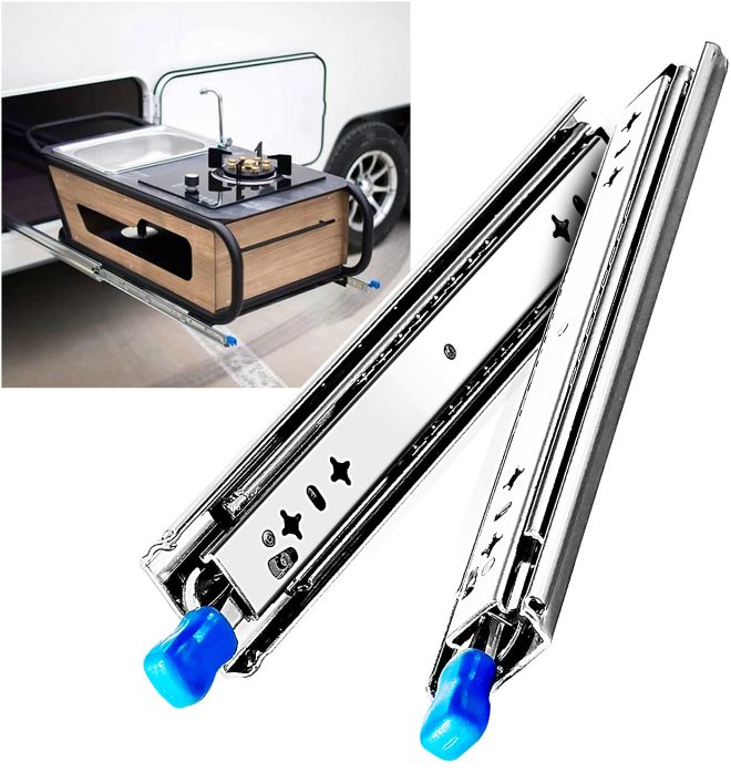 40in Pair 1000 – 2000mm 150KG Capacity Heavy Duty Trailer Drawer Slides Rails Runners Locking