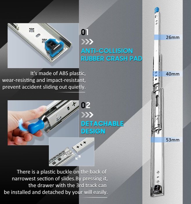 40in Pair 1000 – 2000mm 150KG Capacity Heavy Duty Trailer Drawer Slides Rails Runners Locking