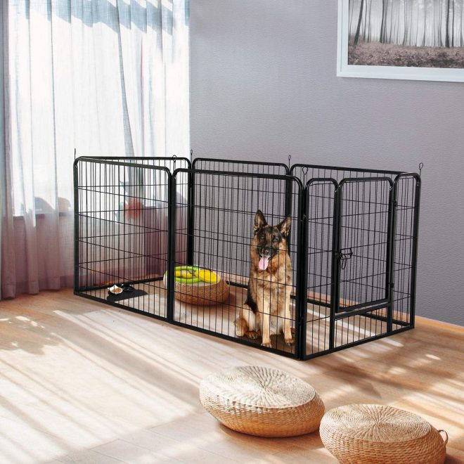 Pet Dog Cat Bunny Puppy Play pen Playpen 60×80 cm Exercise Cage Dog Panel Fence – 6 Panel