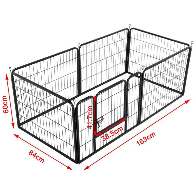 Pet Dog Cat Bunny Puppy Play pen Playpen 60×80 cm Exercise Cage Dog Panel Fence – 6 Panel