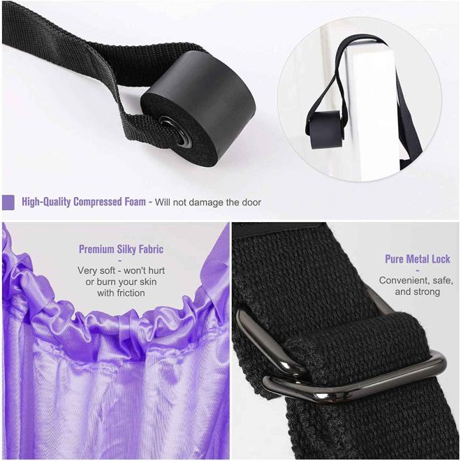 Fitness Yoga Strap Band Waist Trainer Leg Door Swing Adjustable Ballet Dancer – Purple