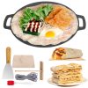 28cm Seasoned Cast Iron Induction Crepes Pan Baking Pancake Tool Pizza Bakeware