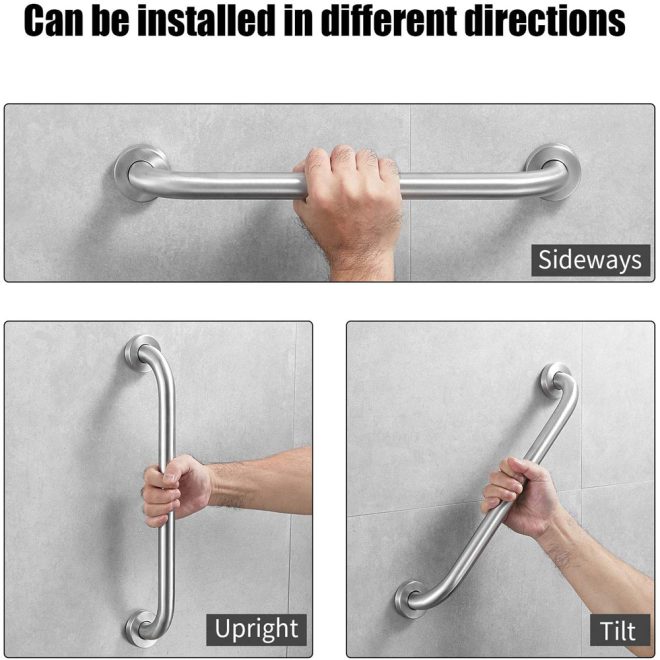 Stainless Steel Handle for Shower Toilet Grab Bar Handle Bathroom Stairway Handrail Elderly Senior Assist – 30 cm