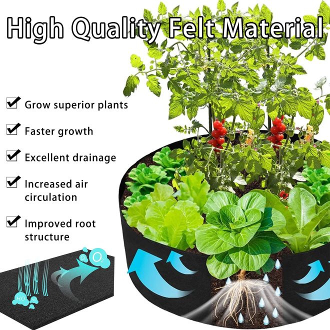 1 Pack 100 Gallon 100cm 50cm Grow Bag Heavy Duty Thickened Plant Pots with Handles for Farming Gardening Tree