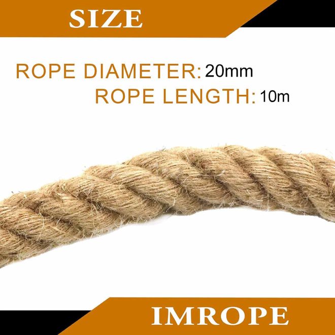 Sisal 20mm Rope Natural Twine Cord Thick Jute Hemp Manila Crafting Home Décor – 10 M