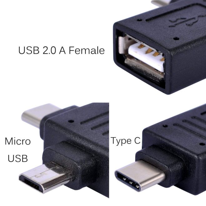 2in1 OTG Adapter Type C Micro USB Port male to USB Female