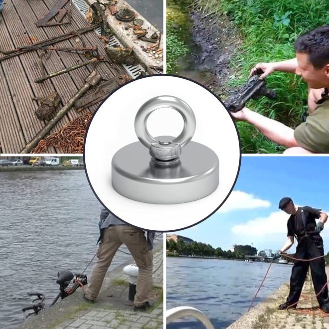 Salvage Recovery Magnet Hook Countersunk Hole Eyebolt Treasure Hunting Fishing – 150 Kg