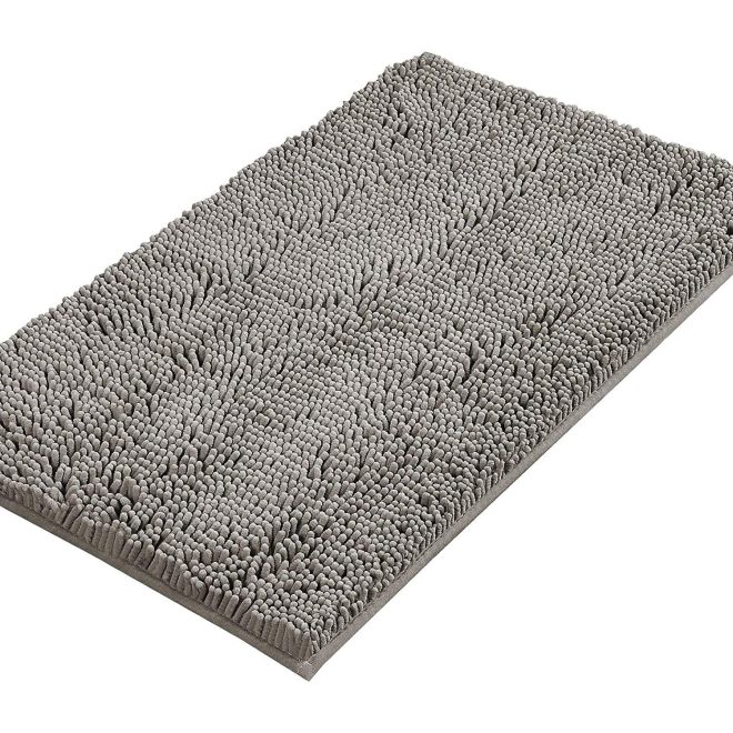 Dark Grey Bath Mat Rug Bathroom Extra Soft Absorbent Rugs Non Slip Quick Dry – 45×70 cm