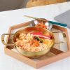 26cm Seafood Paella Pan with Riveted Chrome Plated Handles Dishwasher Safe – Gold