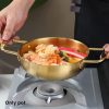 26cm Seafood Paella Pan with Riveted Chrome Plated Handles Dishwasher Safe – Gold