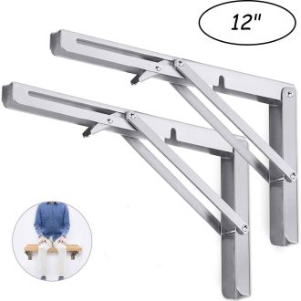 2PCS Steel Wall Mounted Folding Triangle Angle Shelf Support Bracket Rack