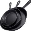 Cast Iron Skillet Cookware 3-Piece Set Chef Quality Pre-Seasoned Pan 10″ 8″ 6″ Pans