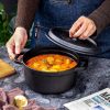 24cm Pre-seasoned NonStick Cast Iron Dutch Oven Handles Lid Skillet Cookware Braising Pot Pan Casserole