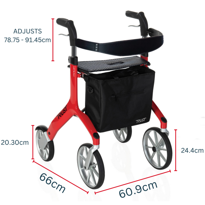 Let’s Fly Mobility Rollator Wheelie Walker – White