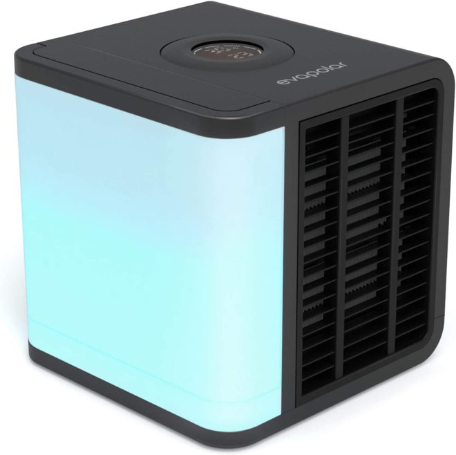 Evapolar evaLIGHT Plus Personal Portable Air Cooler and Humidifier, Desktop Cooling Fan, for Home and Office, with USB Connectivity and Colorful Built – Black