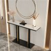 Interior Ave – Bronte Dual Layer Marble Stone Console – Marble & Black – Multicolour and Black