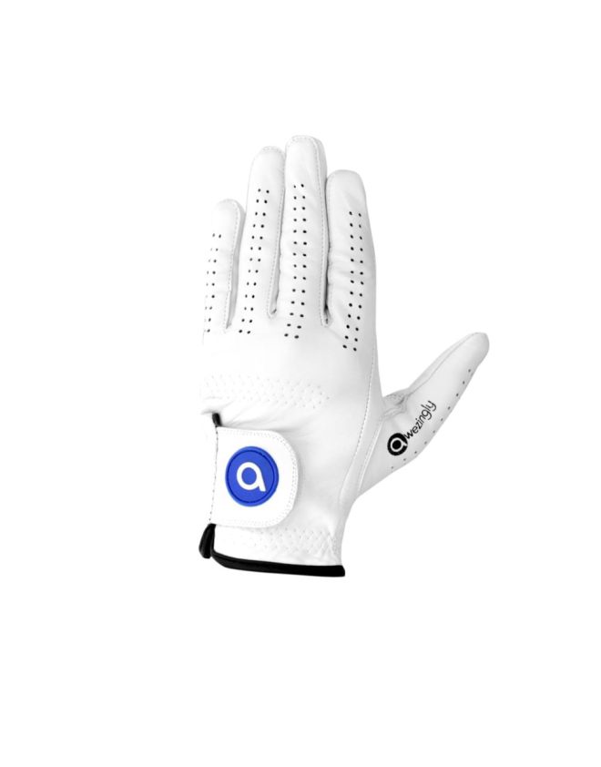 Awezingly Premium Quality Cabretta Leather Golf Glove for Men – White – L