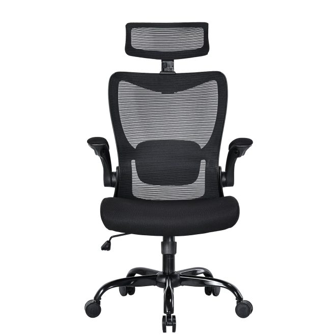 MONA Ergonomic High Back Flipped Armrest Task Chair – Black