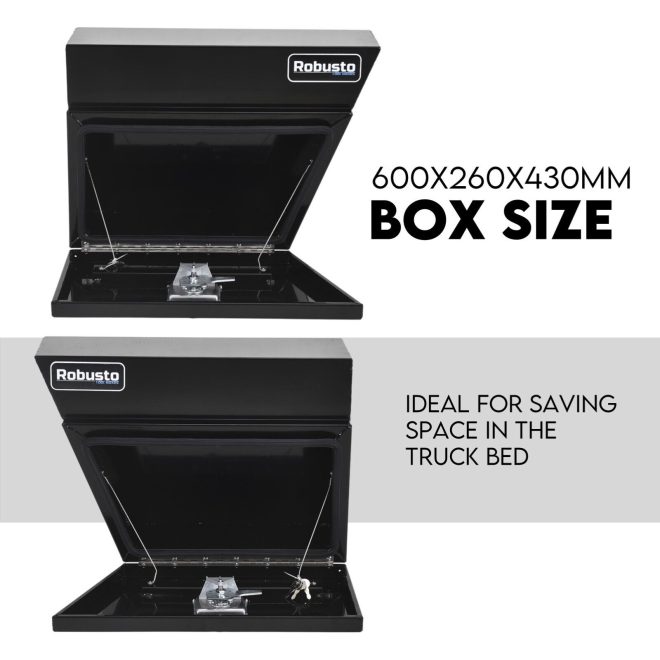 Under Tray Tool Box Underbody Pair Set 600mm Black Aluminium