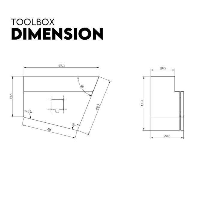 Under Tray Tool Box Underbody Pair Set 600mm Black Aluminium