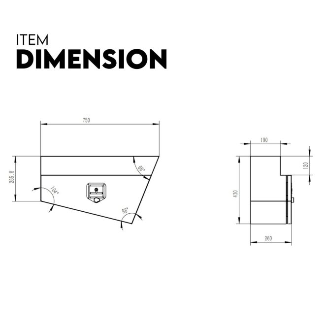 Under Tray Tool Box Underbody Pair Set 750mm Aluminium