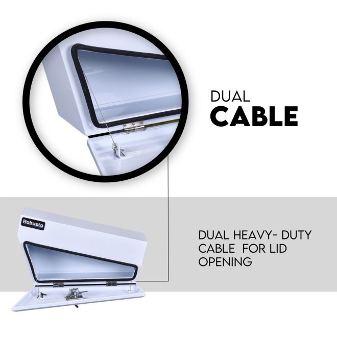 Under Tray Tool Box Underbody Pair Set 750mm White Steel