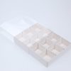 10 Pack of White Card Chocolate Sweet Soap Product Reatail Gift Box – 12 bay 4x4x3cm Compartments  – Clear Slide On Lid – 16x12x3 cm