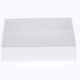 10 Pack of White Card Box – Clear Slide On Lid – Large Beauty Product Gift Giving Hamper Tray Merch Fashion Cake Sweets Xmas