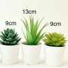 3 Pack of Artificial Succulent Potted Plants in White Plastic 6cm Pot Interior Decoration